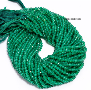 Perles rondes facettées en onyx vert naturel poli, 13 pouces, bijoux pour femmes, pour la création de bracelets et colliers, perles en onyx naturel en vrac - Product Image 2
