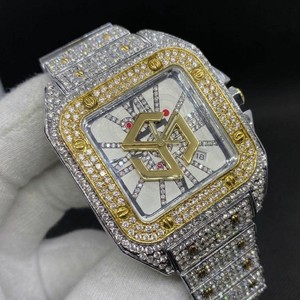 Reloj de Lujo con Incrustaciones de Diamantes Moissanite en Acero Inoxidable para Hombre y Mujer, Reloj de Pulsera Moderno - Product Image 4
