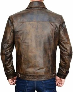 OEM Custom <b>Men's</b> Winter <b>Trucker</b> Sheep Skin Leather Bomber <b>Jacket</b> Stand Reversible Custom Embroidery Streetwear Clush Wholesale - Product Image 5