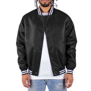 Veste bomber en satin à manches longues, respirante, à séchage rapide, de couleur unie, tendance, sur mesure, de qualité supérieure - Product Image 6