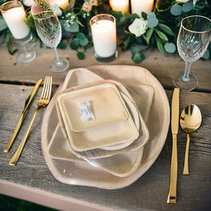 25 pièces ensemble de vaisselle biodégradable compostable écologique jetable fête palmier plaque fourchettes couteaux naturel jetable - Product Image 1