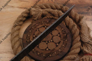 Hoja Tanto de Acero de Damasco, Hoja Fija de Punta Caída con Espiga Completa, Cuchillo en Blanco para Caza y Camping, Suministros para Fabricación DIY, Personalizable, MOQ Bajo - Product Image 4