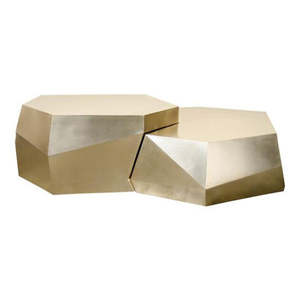 Table basse en métal couleur or en promotion, table centrale pour chambre d'hôtes, salon, avec forme ronde, table basse décorative - Product Image 3