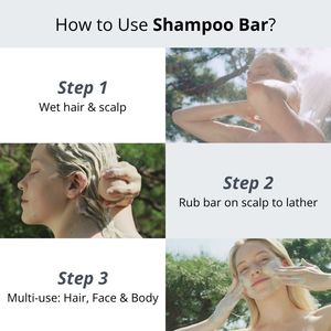 Erigeron Shampooing Vegan Tout-en-Un Shampooing Solide Clarifiant au Charbon Noir pour Usage Quotidien 100g - Product Image 3
