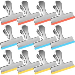 Confezione da 12 Clip per Sacchetti Alimentari in Acciaio Inox Codificate per Colore con Copertura in Silicone, Chiusura Ermetica, Senza Bordi Affilati - Product Image 1