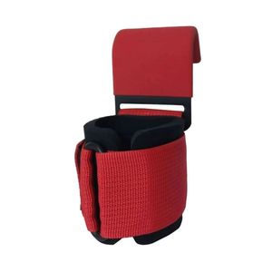 Red High-Density SBR Neoprene Non-Slip Adjustable Weightlifting Hooks Solid Steel <b>Plate</b> Grip Straps Powerlifting Hook Fitness - Product Image 5