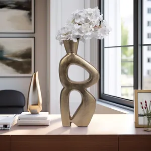 Premium Luxury Handmade Metal Flower Vase Modern Gold <b>Iron</b> Decorative Centerpiece for Home Hotel Resort Wedding Event Wholesale - Product Image 1