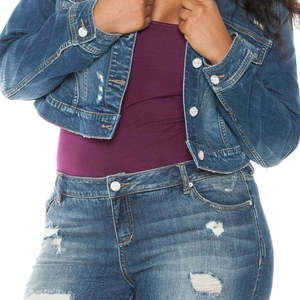 New Fashion Cheap Price Women <b>Denim</b> Jean <b>Jackets</b> Custom Logo Stylish Design Streetwear Womens <b>Crop</b> Top <b>Denim</b> <b>Jackets</b> - Product Image 3