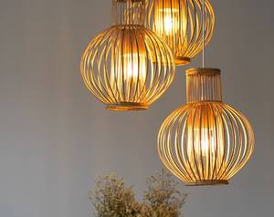Handmade Rattan Pendant Light Shade Natural Woven Lampshade Boho Hanging <b>Ceiling</b> Lamp Cover for Living Room Dining Room <b>Decor</b> - Product Image 4