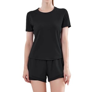 Women's Two Piece Shorts Set Lightweight Cotton Solid Embroidered Breathable Quick Dry Regular Fit Casual Streetwear Summer - Product Image 1