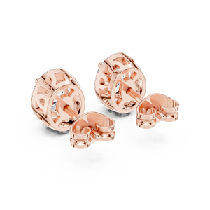 Pendientes con Diamantes Cultivados en Laboratorio de Corte Ovalado de 0.5CT, Engastados en Oro Rosa de 18K, para Mujer, Regalo de Compromiso, Boda, San Valentín, Uso Diario - Product Image 3