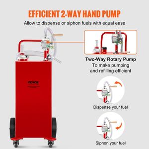 35 galloni di carburante benzina rossa Caddy con 4 ruote di trasferimento manuale pompa serbatoio di stoccaggio Diesel per auto tosaerba ATVs barche più - Product Image 3