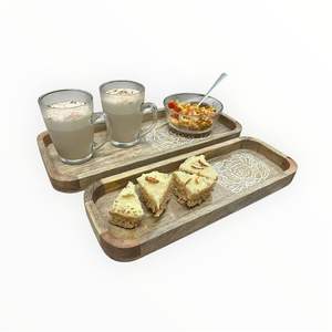 Bandeja de Servir Rectangular de Madera Rústica con Diseño Floral, Servidor de Café, Decoración de Cocina, Decoración Ecológica, Multiusos, para Regalo - Product Image 4