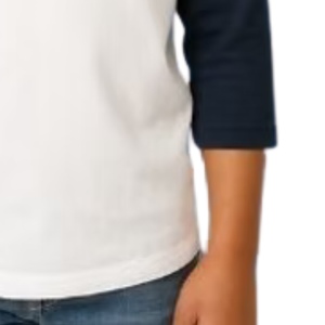 Boy's <b>White</b> and Navy Blue Baseball Shirt Casual Three Quarter Sleeve Raglan <b>Tee</b> Everyday Comfortable Lifestyle Clothing Top - Product Image 2