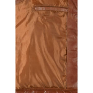 <b>Men's</b> Brown PU <b>Leather</b> Stand Collar Padded <b>Vest</b> With Zipper Closure Windproof Casual Winter Outerwear - Product Image 4