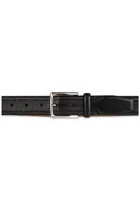 Ceinture Formelle en Cuir Véritable pour Homme avec Boucle en Acier Inoxydable, Écologique, Durable, Motif Floral, Noire, Classique, pour Bureau et Tenues Décontractées - Product Image 2