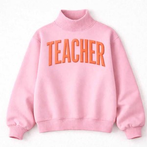 Sudadera Rosa de Cuello Redondo con Estampado de Maestra en Naranja, Corte Regular, Unisex, Informal, Tejida, 100% Algodón, para Otoño - Product Image 3