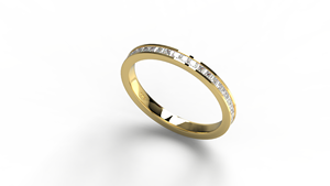 Anillo de Boda Apilable de Lujo para Mujer con Diamante de Corte Princesa en Oro de 18K, Banda de Borde Cuchilla, Micro Pavé y Laterales Biselados con Incrustaciones - Product Image 2