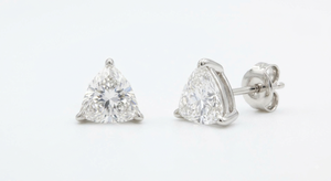 Pendientes de Diamantes de Oro Blanco de 18K para Mujer, Corte Triangular, Diamante Cultivado en Laboratorio, Estilo Clásico, Aspecto Minimalista, Uso Diario - Product Image 3
