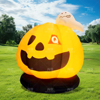 Citrouille gonflable géante d'Halloween avec décor fantôme, citrouille gonflable résistante aux intempéries avec éclairage pour événements commerciaux en plein air et location