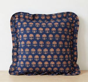TheFabira Hand Block Print Cotton <b>Cushion</b> Cover with Frill | Bohemian Style Eco-Friendly Washable Customizable | Made Rajasthan - Product Image 5