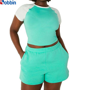 ชุดเซ็ตฮิปฮอปแฟชั่นฤดูร้อนสำหรับผู้หญิง เสื้อครอปแขนกุด กางเกงขาสั้นระดับเข่า ผ้าฝ้าย 100% ระบายอากาศได้ดี เป็นมิตรกับสิ่งแวดล้อม - Product Image 1