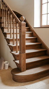 Columna de Escalera de Lujo en Madera de Roble Rojo Sólido, Soporte Decorativo para Barandilla de Escalera, Moderno, Duradero y Ecológico - Product Image 6