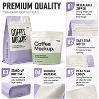 Bolsa de Embalaje de Café Mate Personalizada, Biodegradable, de PE, con Cierre de Cremallera y Válvula, Impresa en Huecograbado, Resellable, para Alimentos