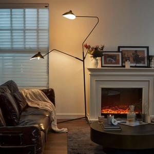 Lampe sur pied moderne noire en forme d'arc avec abat-jour en verre pour éclairage de lecture à côté du canapé - Product Image 2