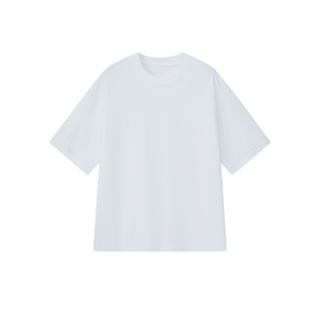 Camiseta Blanca para Hombre, 100% Algodón, Cuello Redondo, Manga Corta, Corte Holgado, Estilo Casual, Color Sólido, Tejido de Punto, Estilo Urbano - Product Image 1