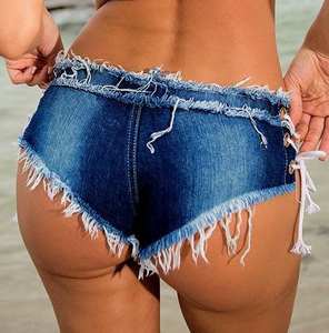 Shorts Mini de Mezclilla Índigo Vintage de Tiro Bajo, Elásticos y Suaves, con Dobladillo Deshilachado y Detalles Desgastados, Shorts Mini Sexys - Product Image 6