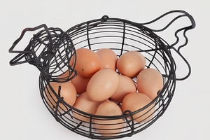 Hen's <b>Egg</b> <b>Basket</b> In Iron With Rustic Finished Ideal For Stylish Storage And Organizing In the Kitchen Or Pantry Use - Product Image 2