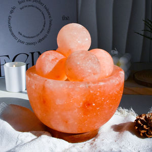 Lámparas de Sal del Himalaya, la Mejor Lámpara de Sal con Forma de Cuenco y Bolas de Masaje, con Base de Madera Pulida, Lámpara de Sal, Luz Nocturna, Sal del Himalaya Rosa - Product Image 2
