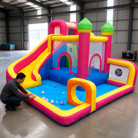 Château gonflable Noco Kids en tissu Oxford avec toboggan et piscine à balles, couleurs personnalisées, portable, pour usage domestique intérieur