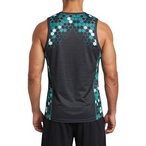 Débardeur pour homme en polyester respirant avec panneaux contrastés, séchage rapide, pour entraînement, course à pied, fitness, gym - Product Image 2