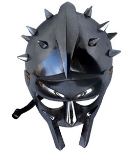 Casque de gladiateur Maximus fait main, masque style MF Doom, armure romaine médiévale, métal plaqué noir pour reconstitution historique, Halloween, cosplay - Product Image 4