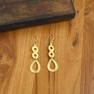 Minimalist <b>Gold</b> Drop brass <b>Earrings</b> Handmade Statement <b>Dangle</b> <b>Earrings</b> for Women Gift - Product Image 3