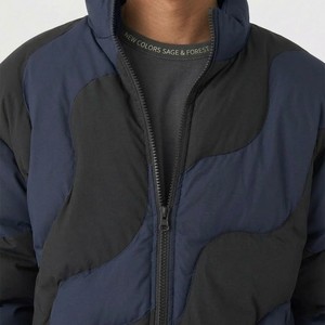 Modern Men Color Blocking Navy Blue And Black Abstract <b>Quilted</b> Puffer Jacket Insulated <b>Winter</b> Streetwear Zip Front Outerwear - Product Image 6