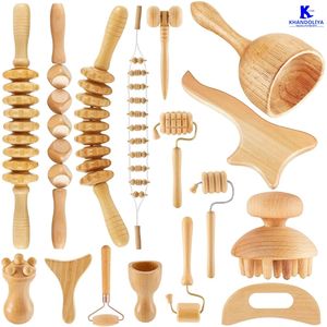 Kit d'acupression K-Star KTK16 (ensemble de 16 pièces) Outils de massage d'acupression professionnels Kit de thérapie en bois naturel - Product Image 1