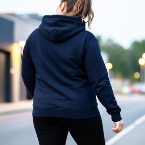Sweat-shirt à capuche bleu marine avec motifs imprimés personnalisés, unisexe, coupe classique, logo sur le devant, vêtement décontracté en molleton pour l'hiver - Product Image 2