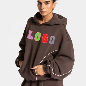 Sudadera con capucha oversize de algodón y felpa para mujer, unisex, estilo casual, holgada, con ribetes, tipo boyfriend, de fábrica. - Product Image 1