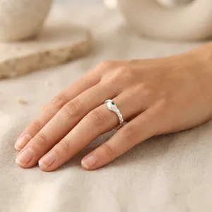 Fashion Christian Women's Snake Design <b>Adjustable</b> <b>Rings</b> Green CZ Eye 18k Silver Plated Brass Statement Minimalist Unique Style - Product Image 5