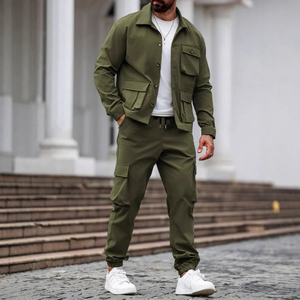 Conjunto Deportivo Cortavientos para Hombre, Color Sólido, con Logotipo Personalizado, Chaqueta de Manga Larga y Pantalones Jogger, Ropa Deportiva Informal para Entrenamiento al Aire Libre - Product Image 1