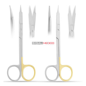 ชุดกรรไกรผ่าตัดเยอรมันแบบแมนนวล สแตนเลสสตีล แบบตรงและแบบโค้ง ขนาด 13 ซม. สองอัน ใบมีดหยักแบบซุปเปอร์คัท สำหรับตัดเยื่อเหงือก - Product Image 5