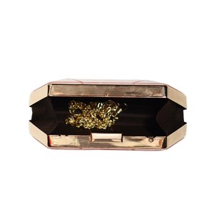 Pochette hexagonale en métal avec découpe en acrylique couleur pêche et finition pierre, élégante pour les soirées et occasions formelles pour femmes - Product Image 5