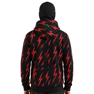 NEXTEX Unisex Lightning Bolt Zip Up Hoodie Black Red Ninja <b>Face</b> <b>Mask</b> Hooded Jacket - Product Image 2
