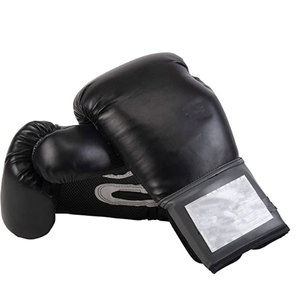 Gants de boxe en cuir noir 14 oz avec lacets et sangle de poignet réglable, équipement d'entraînement pour adultes - Product Image 2