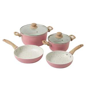 Ensemble de casseroles en céramique antiadhésives en aluminium HOCA, 4 pièces, couvercles en verre, passe au lave-vaisselle, respectueux de l'environnement, pour cuisinières à gaz et à induction - Product Image 5