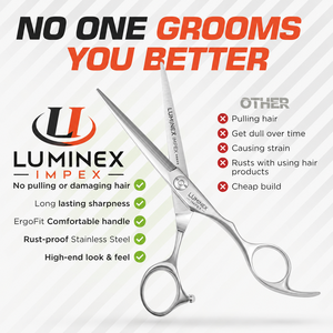 NYBL-55 5.5inch Straight <b>Left</b>-<b>handed</b> <b>Scissors</b> JAPAN 440C Sharp 58-59HRC Hardness Stainless Steel Handle Barber Shears Hair 28 - Product Image 3
