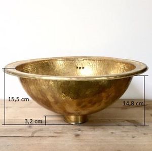 Premium Hammered Brass Wash <b>Basin</b> <b>Round</b> Bathroom Vessel Sink Handmade Elegant Countertop Decorative Luxury Metal Fixture Collect - Product Image 1